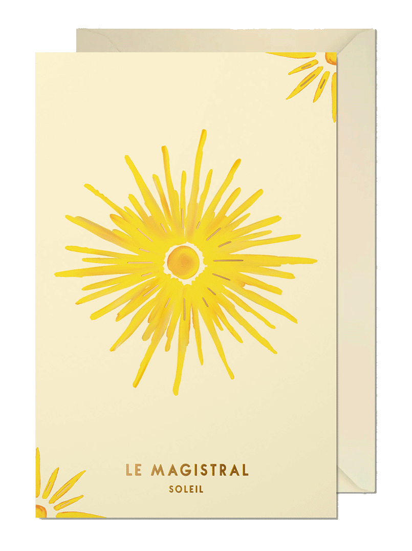 Carte Le Soleil Magistral et son enveloppe