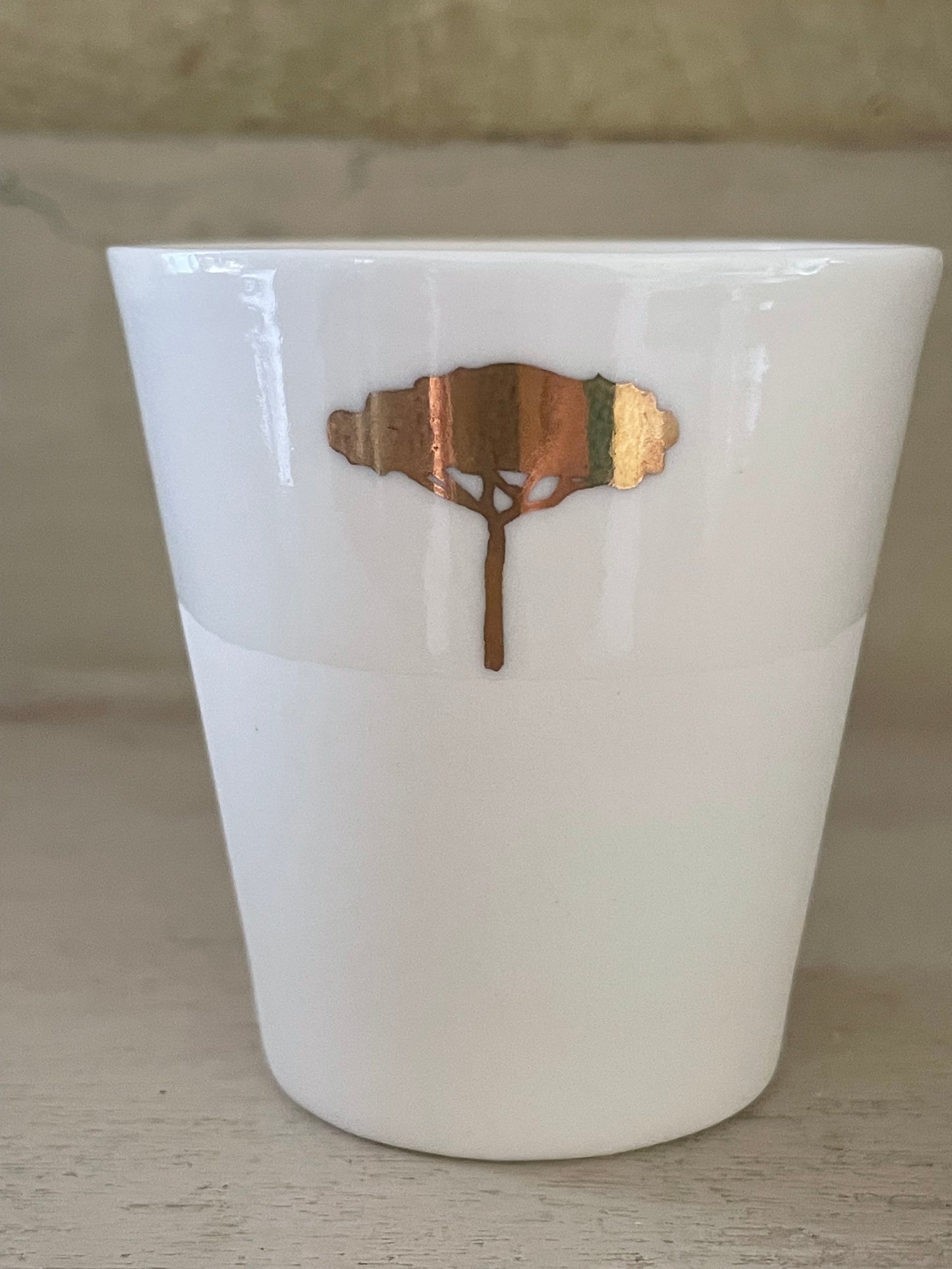 Tasse expresso blanche Pin parasol Or