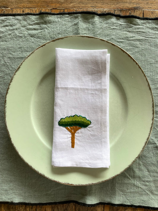 Serviette de table brodée Pin Parasol