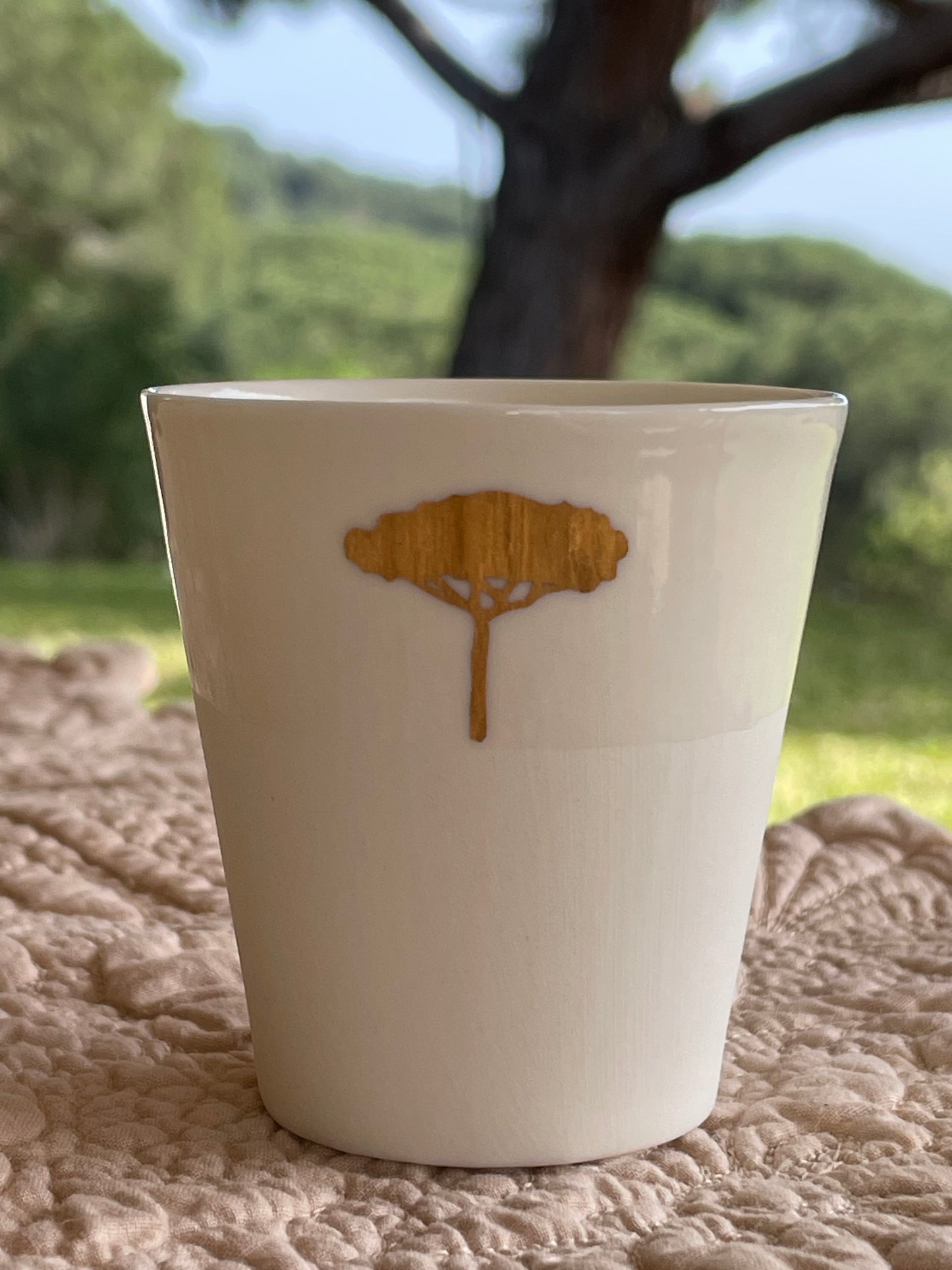 Tasse expresso blanche Pin parasol Or